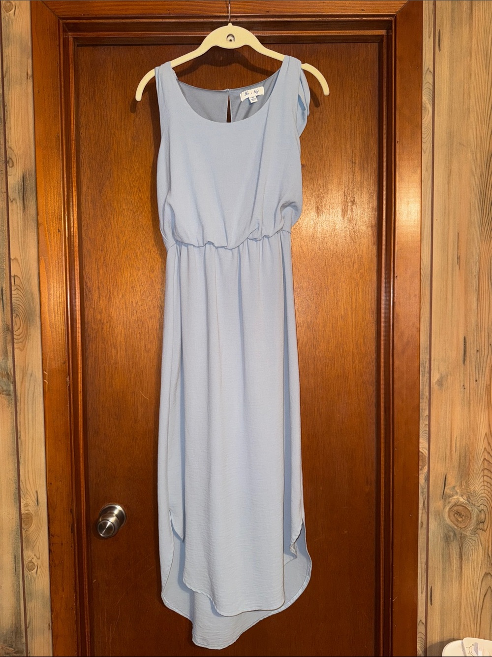 She + Sky Powder Blue Sleeveless High-Low Maxi Dress
